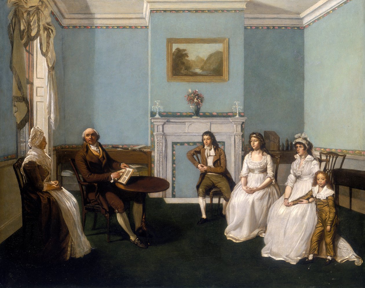 John Middleton con su familia en su sala de estar de Unbekannt