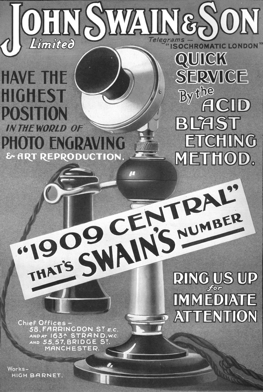Anuncio de John Swain & Son Limited, 1907 de Unbekannt