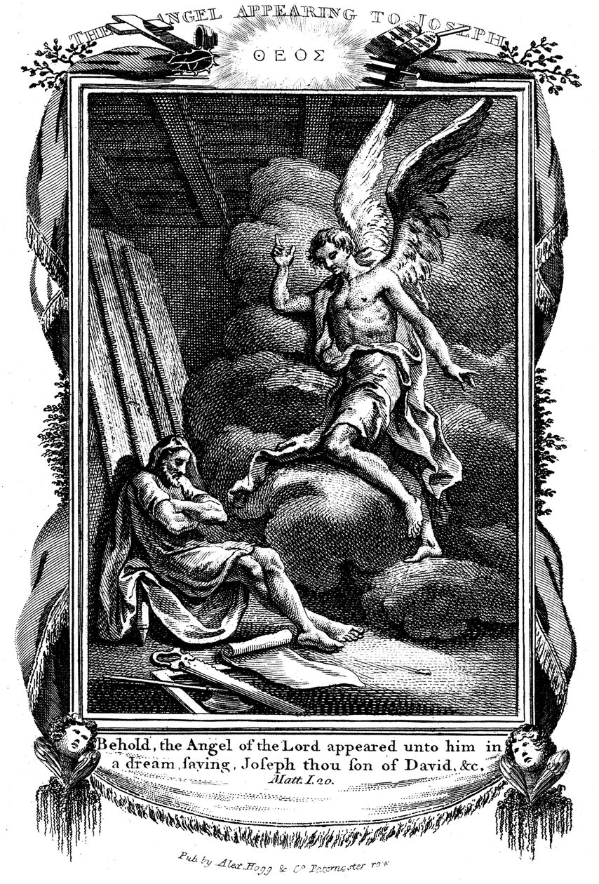 El sueño de José: He aquí, el ángel del Señor se le apareció en un sueño, 1804 de Unbekannt