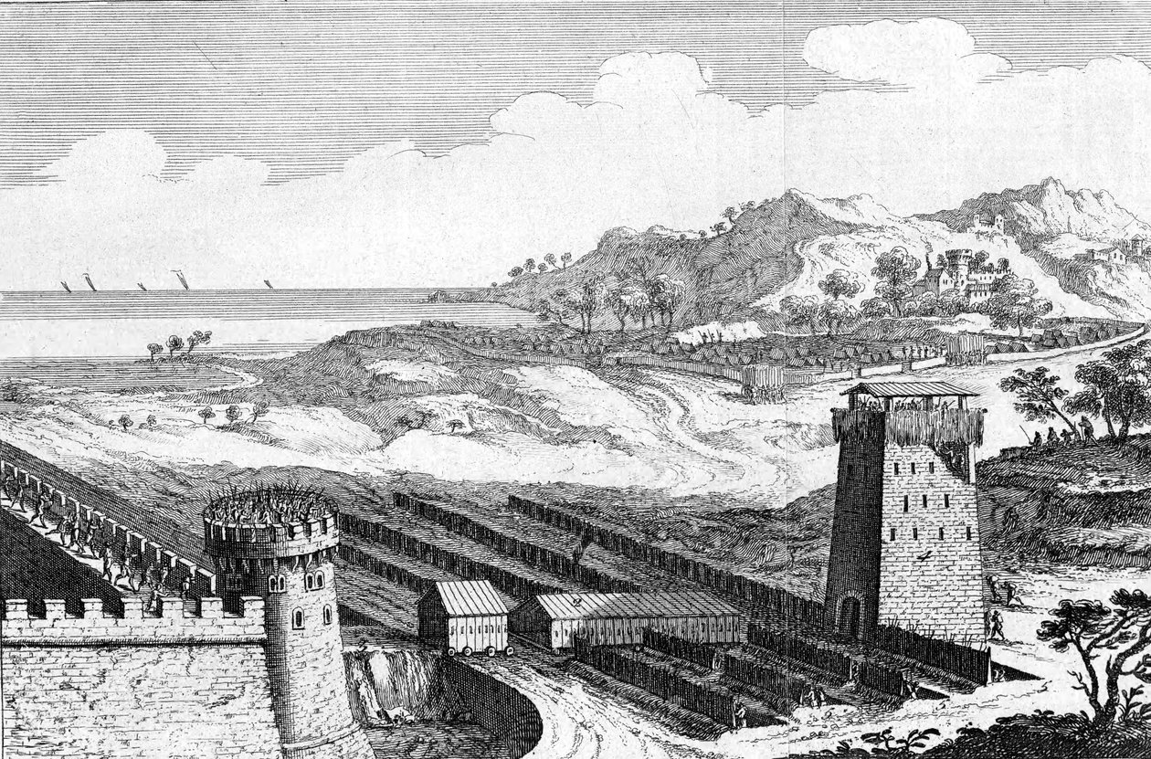 El asedio de Marsella por Julio César, 49 a.C., siglo XVIII de Unbekannt