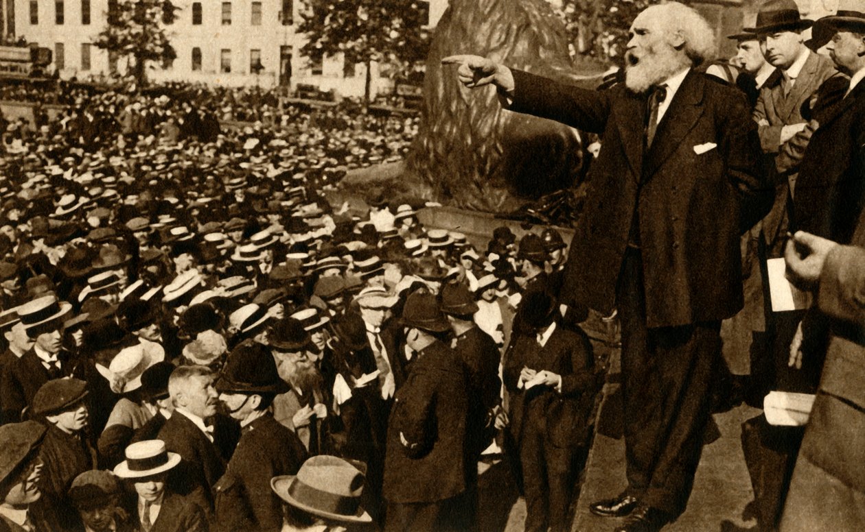 Keir Hardie da un discurso en Trafalgar Square, Londres, 2 de agosto de 1914, 1933 de Unbekannt