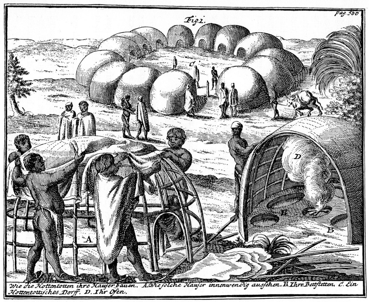 Cabañas y kraal Khoikhoi, Sudáfrica, 1931 de Unbekannt