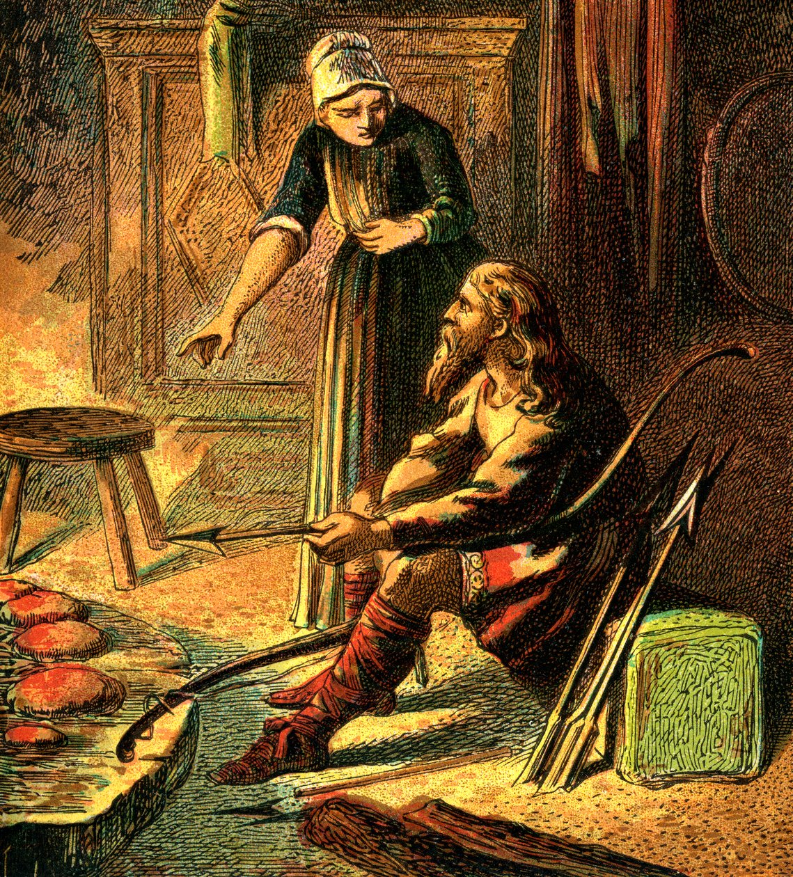 El rey Alfredo y los pasteles, c1850 de Unbekannt