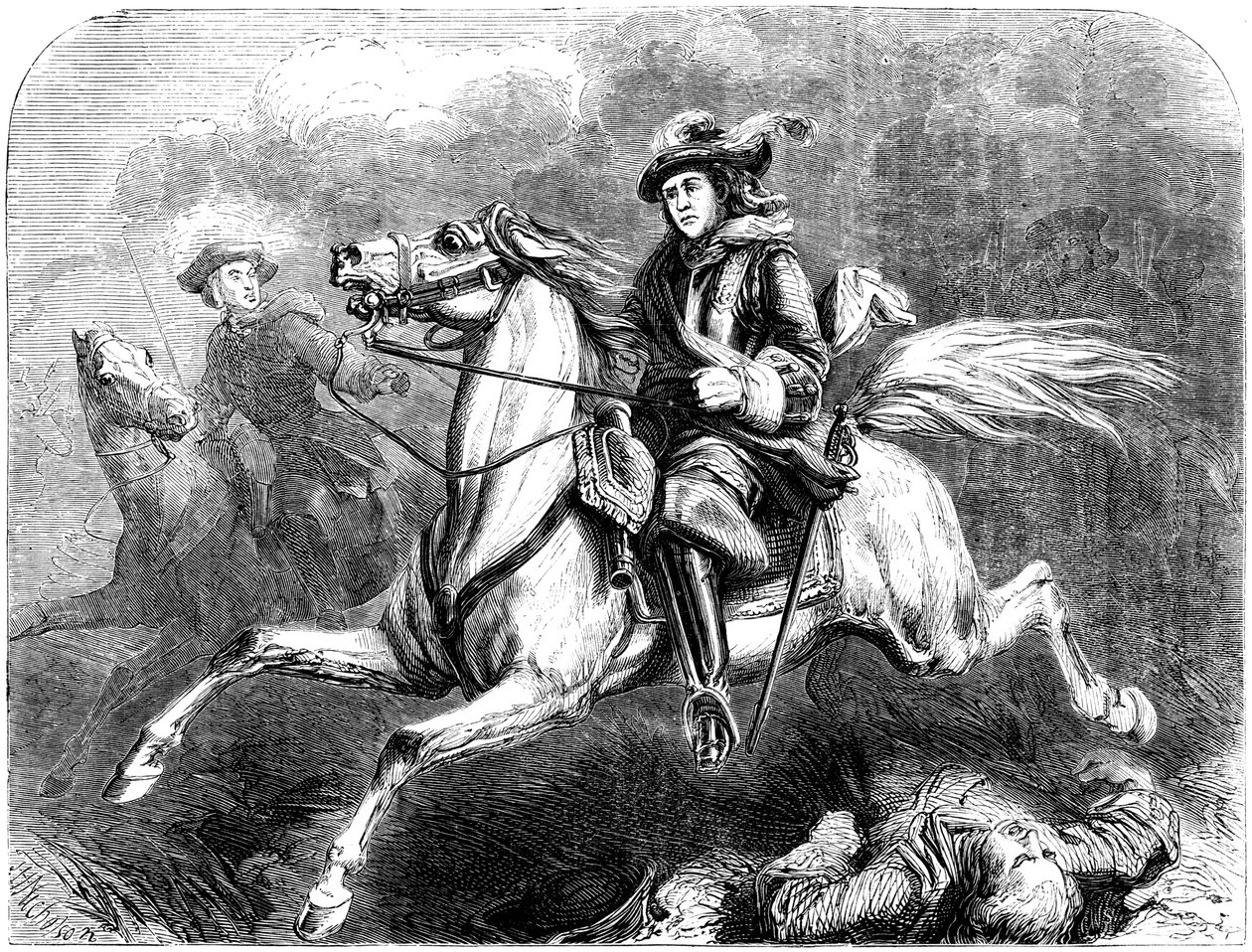 Rey Jorge II en la batalla de Dettingen, 1743 de Unbekannt