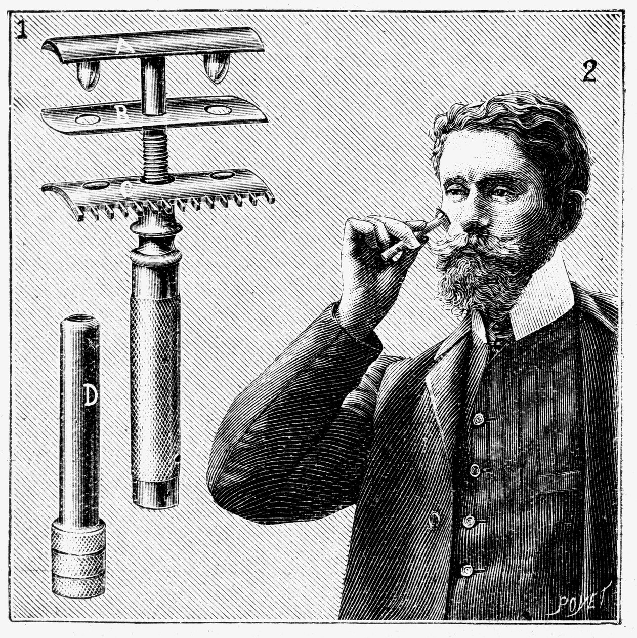 La maquinilla de afeitar de seguridad de King Gillette con hoja reemplazable, 1905 de Unbekannt