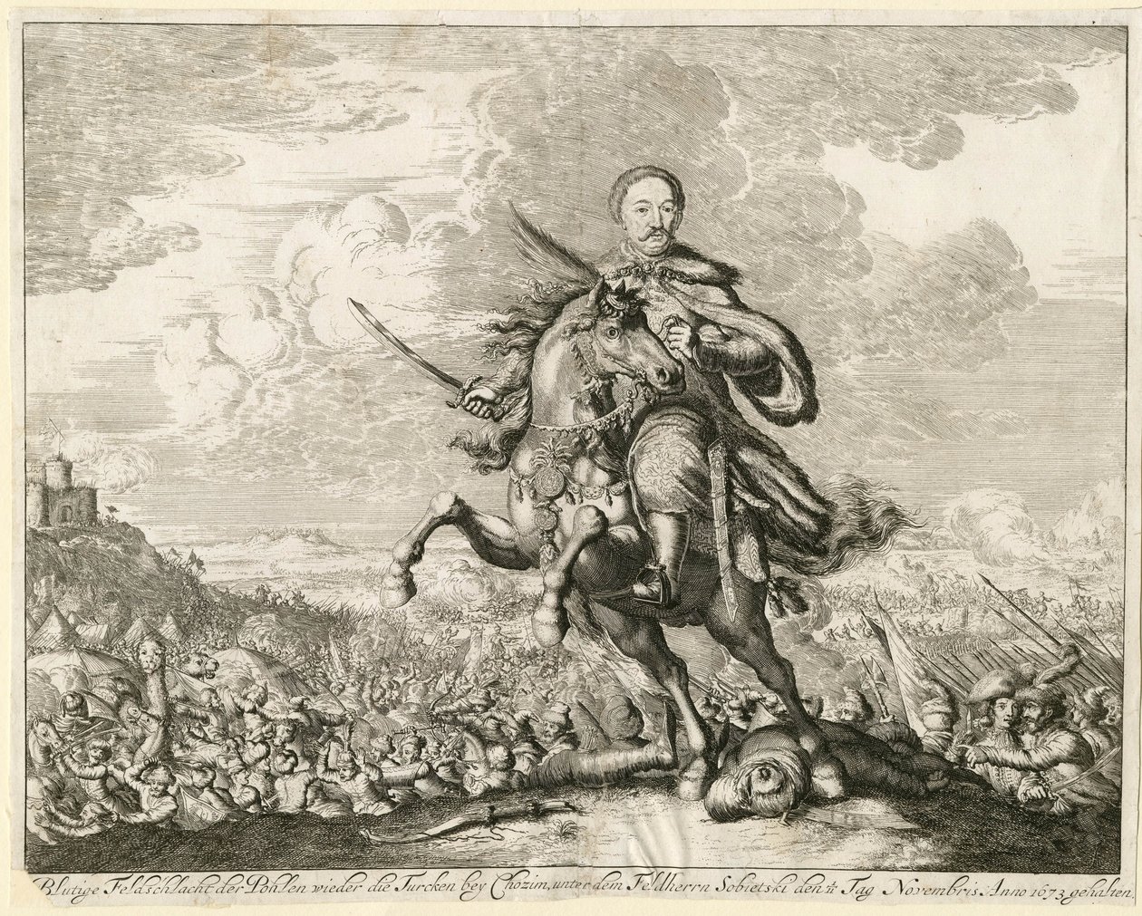 El rey Juan III Sobieski en la batalla de Khotyn el 11 de noviembre de 1673, 1673 de Unbekannt