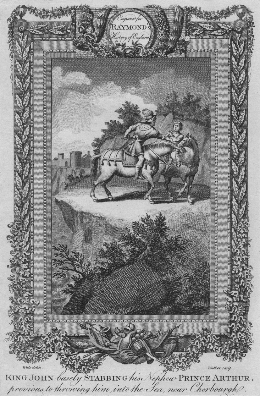 El rey Juan apuñalando vilmente a su sobrino el príncipe Arturo, antes de arrojarlo al mar, c. 1787 de Unbekannt