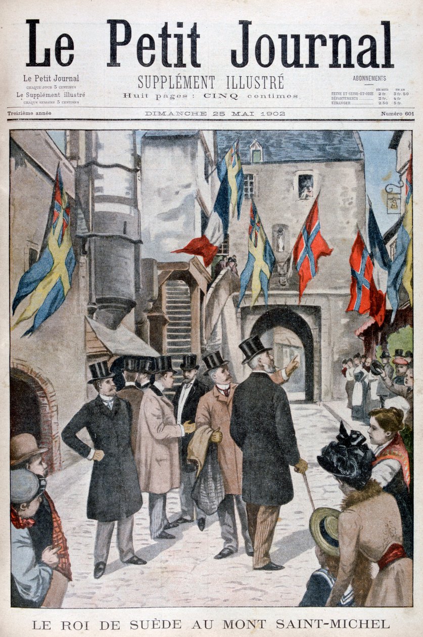 El rey Oscar II de Suecia visitando Mont Saint-Michel, Normandía, Francia, 1902 de Unbekannt