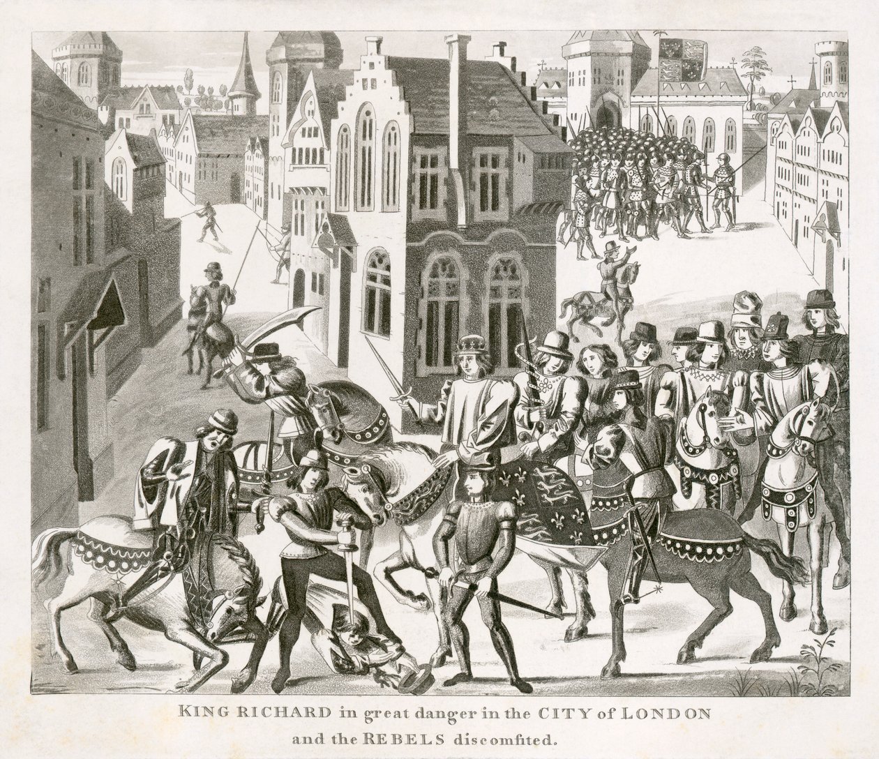 El rey Ricardo II confrontando a los rebeldes, Revuelta de los campesinos, Londres de Unbekannt