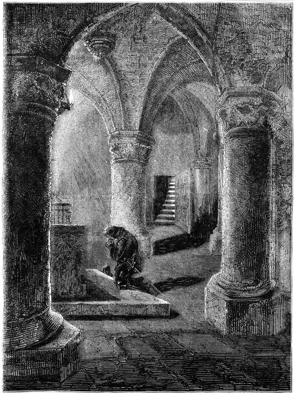 Rey Ricardo I 1157-1199 arrodillado ante el santuario de San Jenaro de Unbekannt