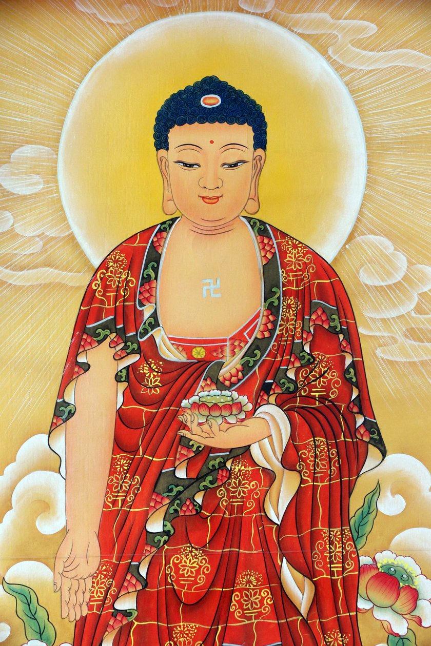 Monasterio Kong Meng San Phor Kark See. Pintura de Buda Shakyamuni, 20160819, Singapur, Singapur de Unbekannt