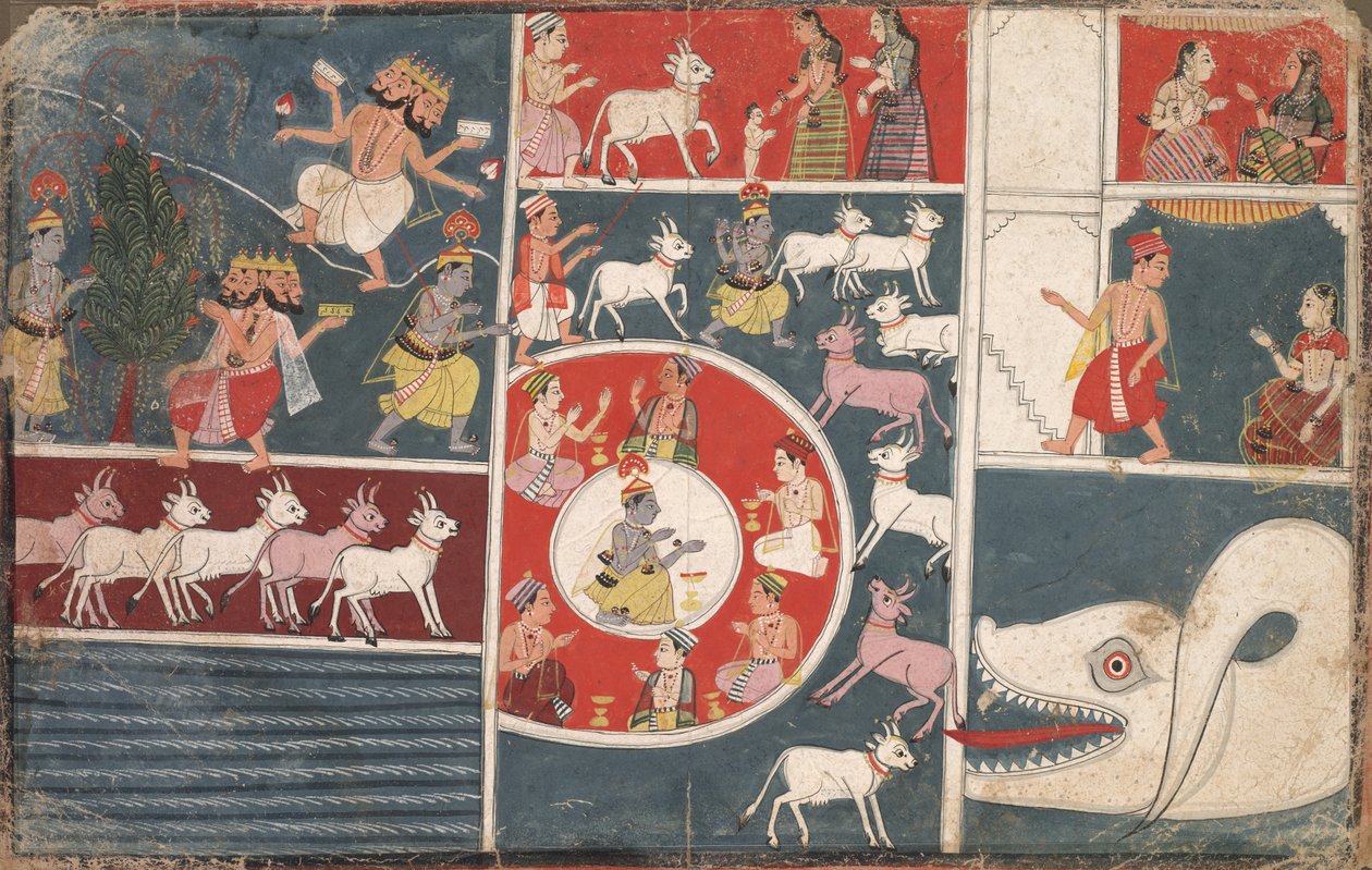 Krishna Tocando la Flauta y otros Episodios del Bhagavata Purana de Unbekannt Unbekannt