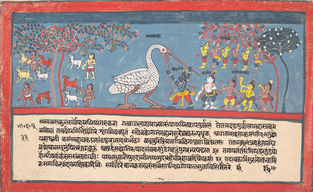 Krishna Mata a Bakasura, el Demonio Grulla, del Bhagavata Purana Disperso de Unbekannt