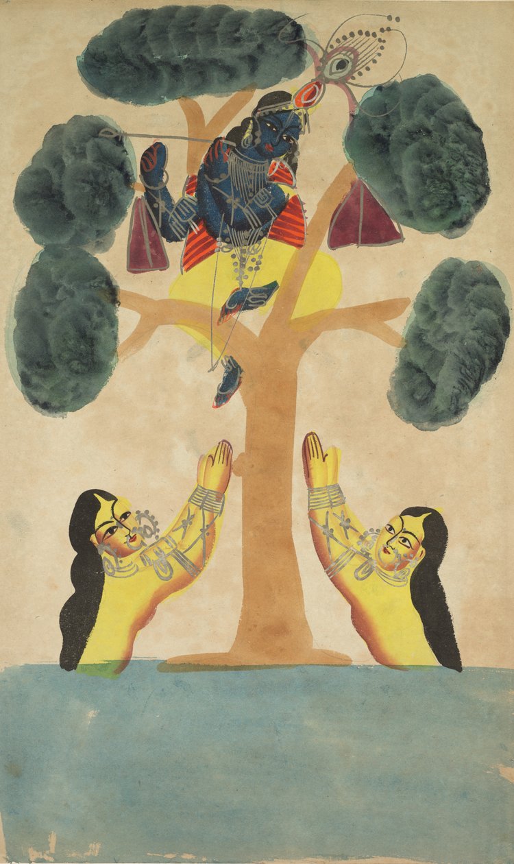 Krishna roba la ropa de las vaqueras Gopis, 1800s de Unbekannt