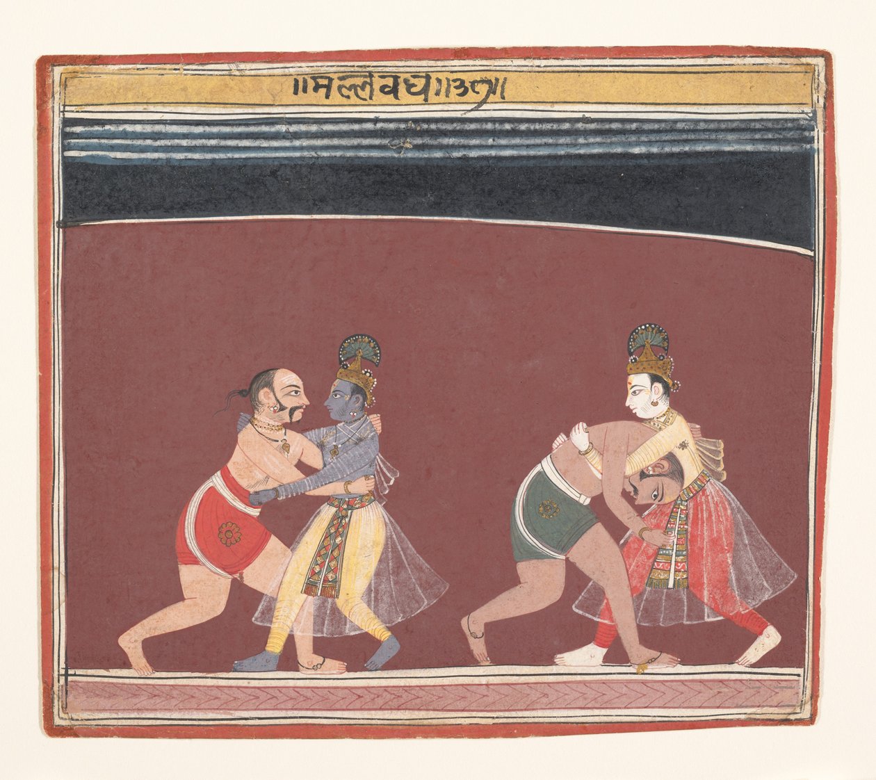 Krishna y Balarama luchan contra los luchadores del malvado rey Kamsa de Unbekannt