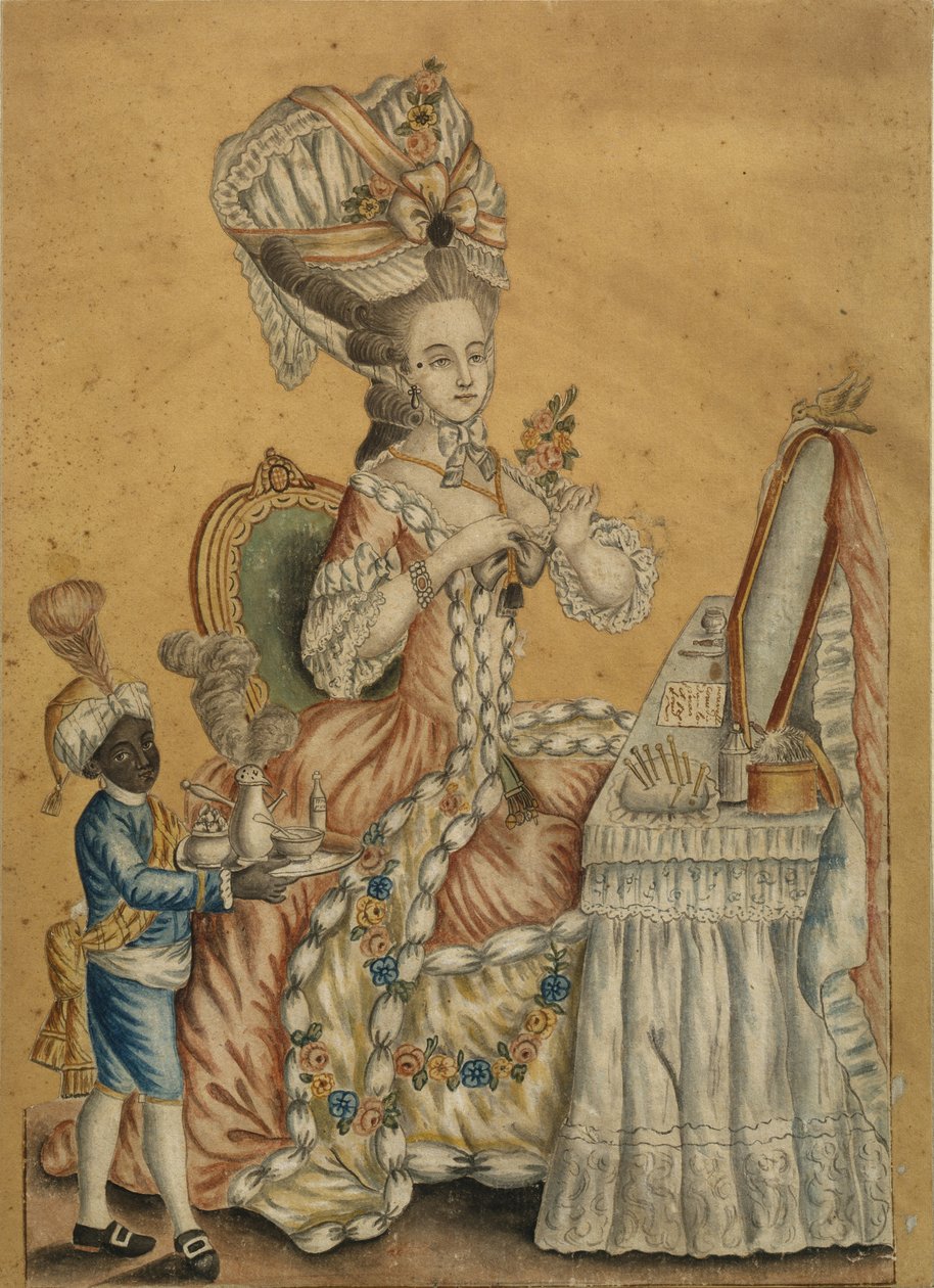 Dama en un Tocador con un niño negro, 1770s de Unbekannt
