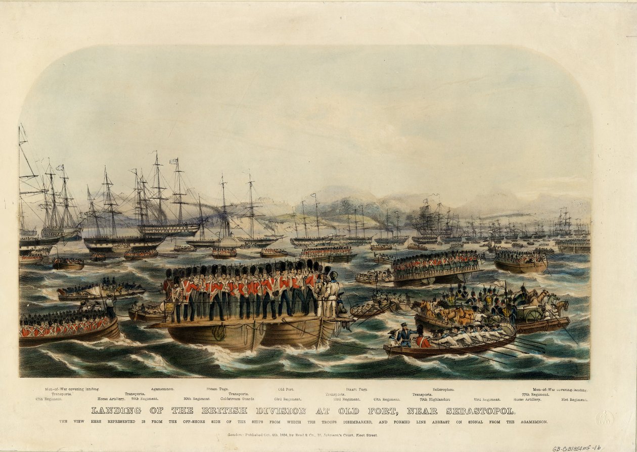 Desembarco de la División Británica en el Viejo Fuerte, cerca de Sebastopol, 1854 de Unbekannt