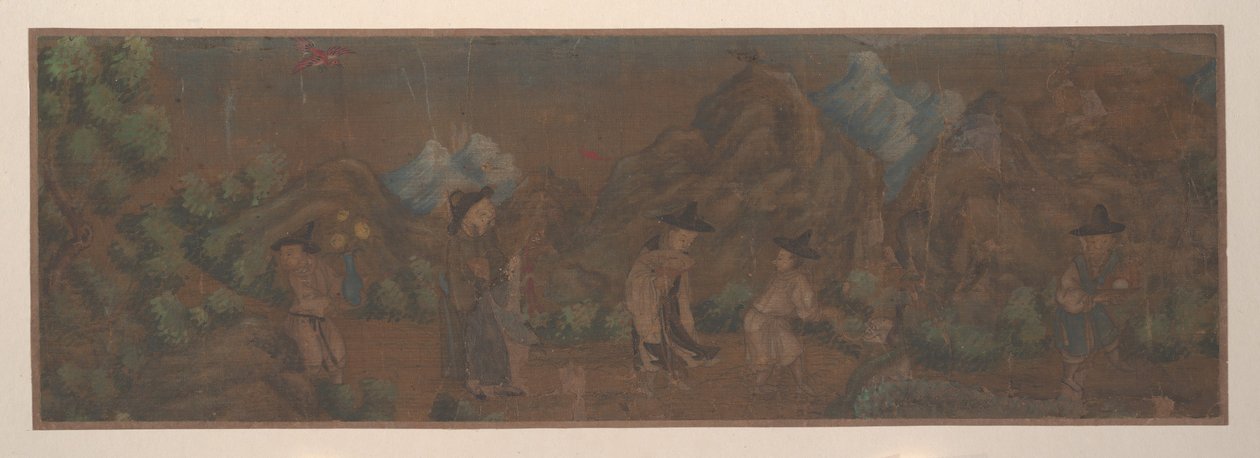 Pintura de paisaje de figura en un entorno boscoso de Unbekannt
