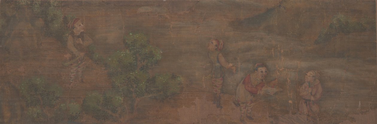 Pintura de paisaje con figura en un entorno boscoso de Unbekannt