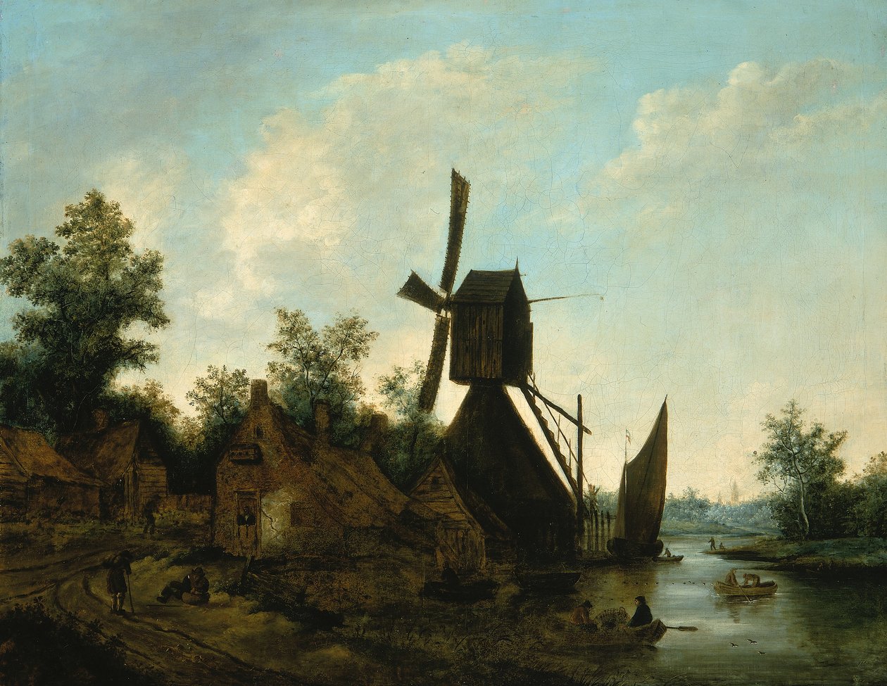 Paisaje con Molino de Viento, siglo XVII de Unbekannt