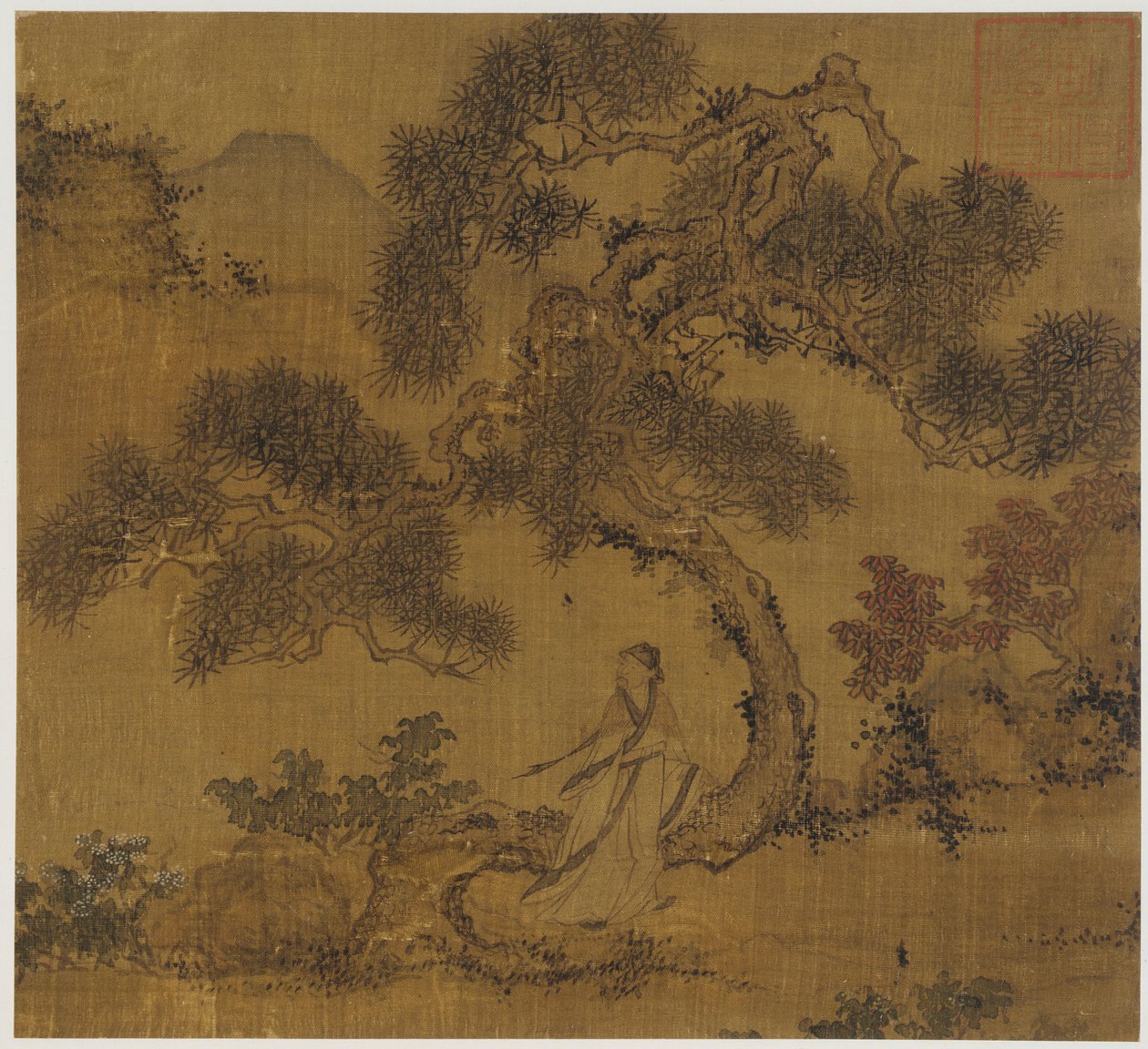 Paisaje: un hombre bajo un pino, dinastía Ming, 1368-1644 de Unbekannt