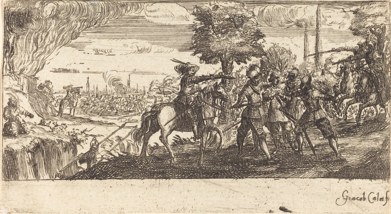 Paisaje con escena de batalla de Unbekannt