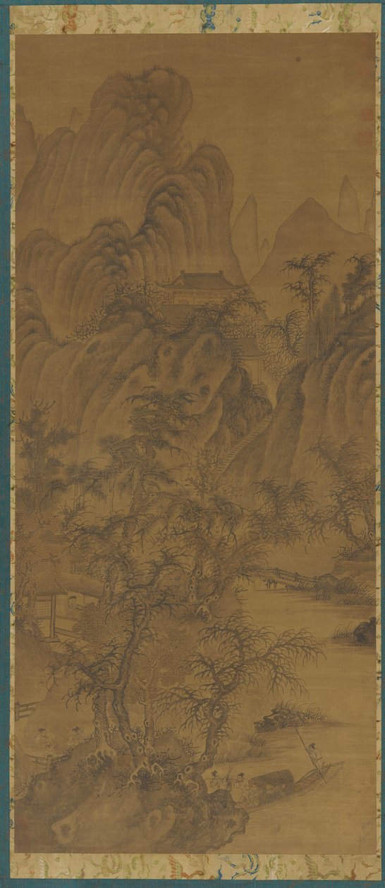 Paisaje con edificios de granja y figuras, 1368-1644 de Unbekannt