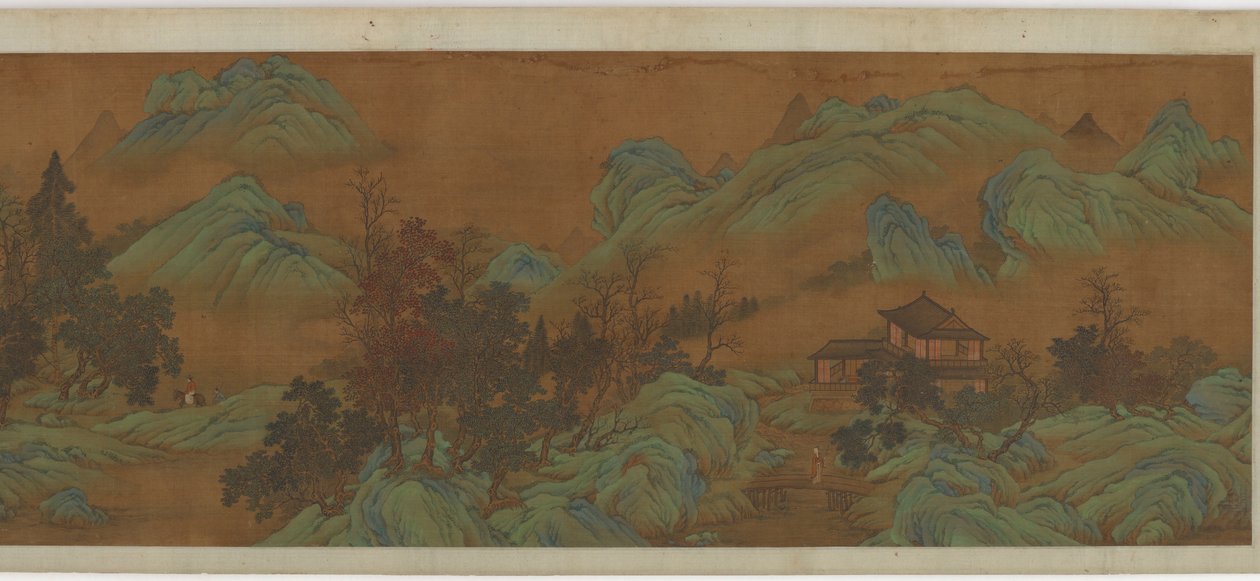 Paisaje con edificios y viajeros, siglo XVII de Unbekannt