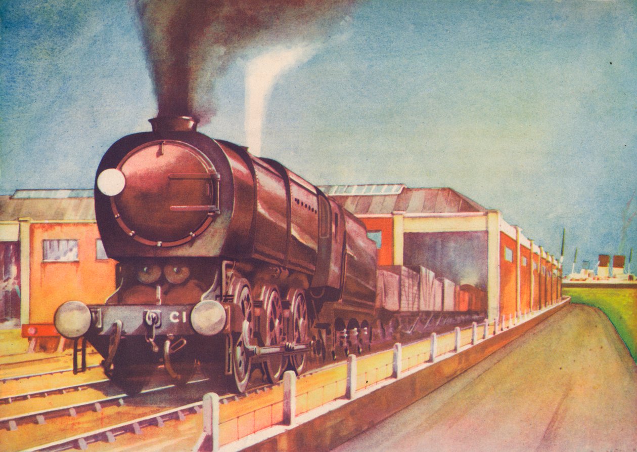 Última locomotora de austeridad, S.R., en los muelles de Southampton, 1940 de Unbekannt