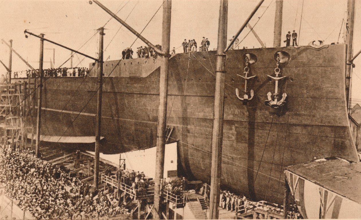 Lanzamiento del acorazado HMS `Queen Elizabeth`, 16 de octubre de 1913 de Unbekannt