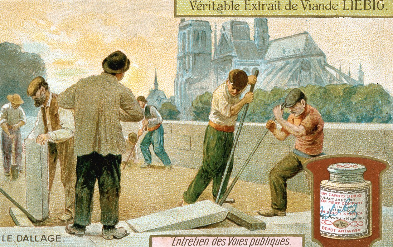 Colocación de losas en una calle de París, c1900 de Unbekannt