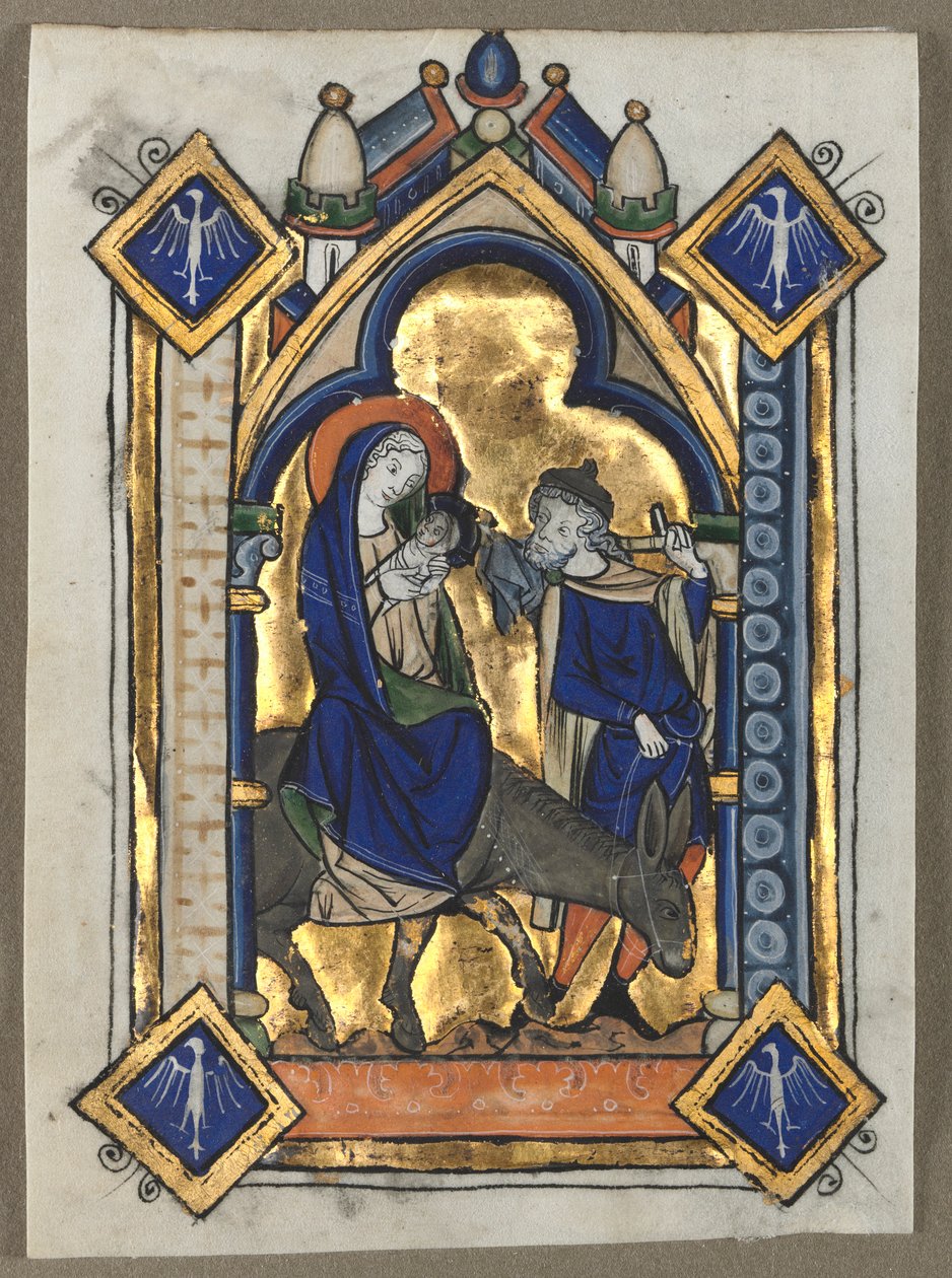Hoja extraída de un Salterio: Huida a Egipto, c. 1260 de Unbekannt