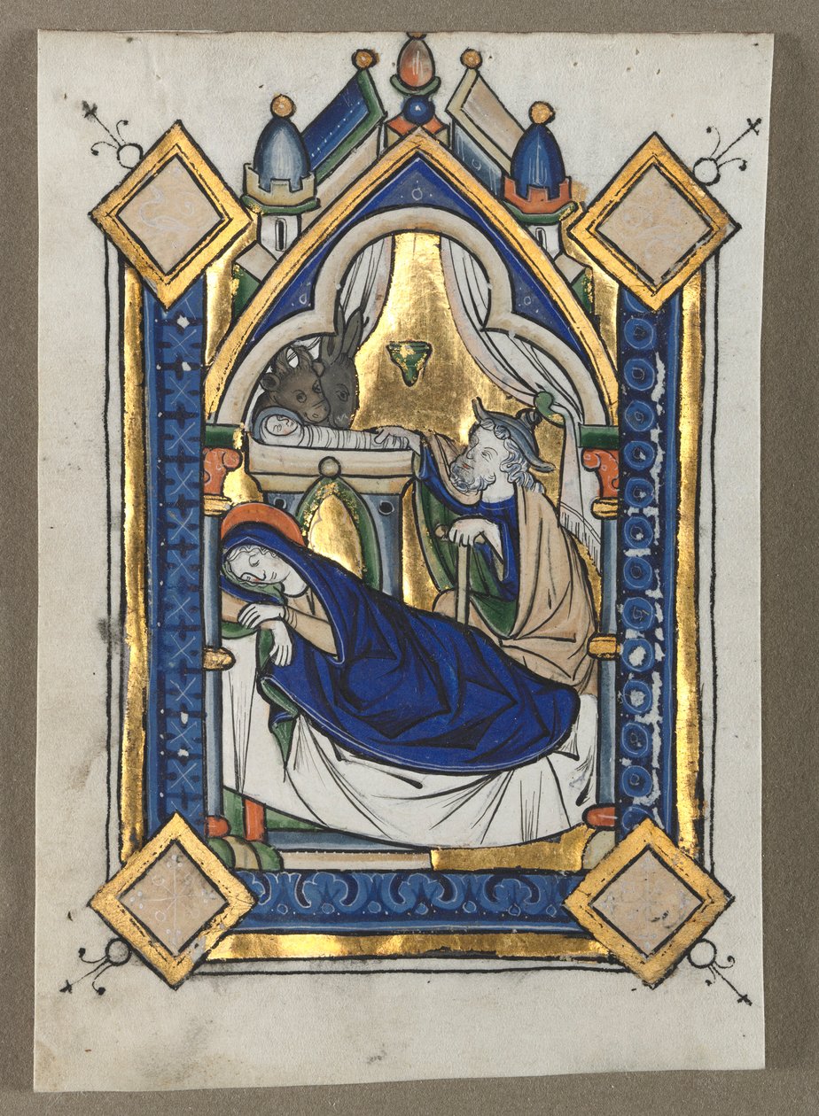 Hoja extraída de un Salterio: La Natividad, c. 1260 de Unbekannt
