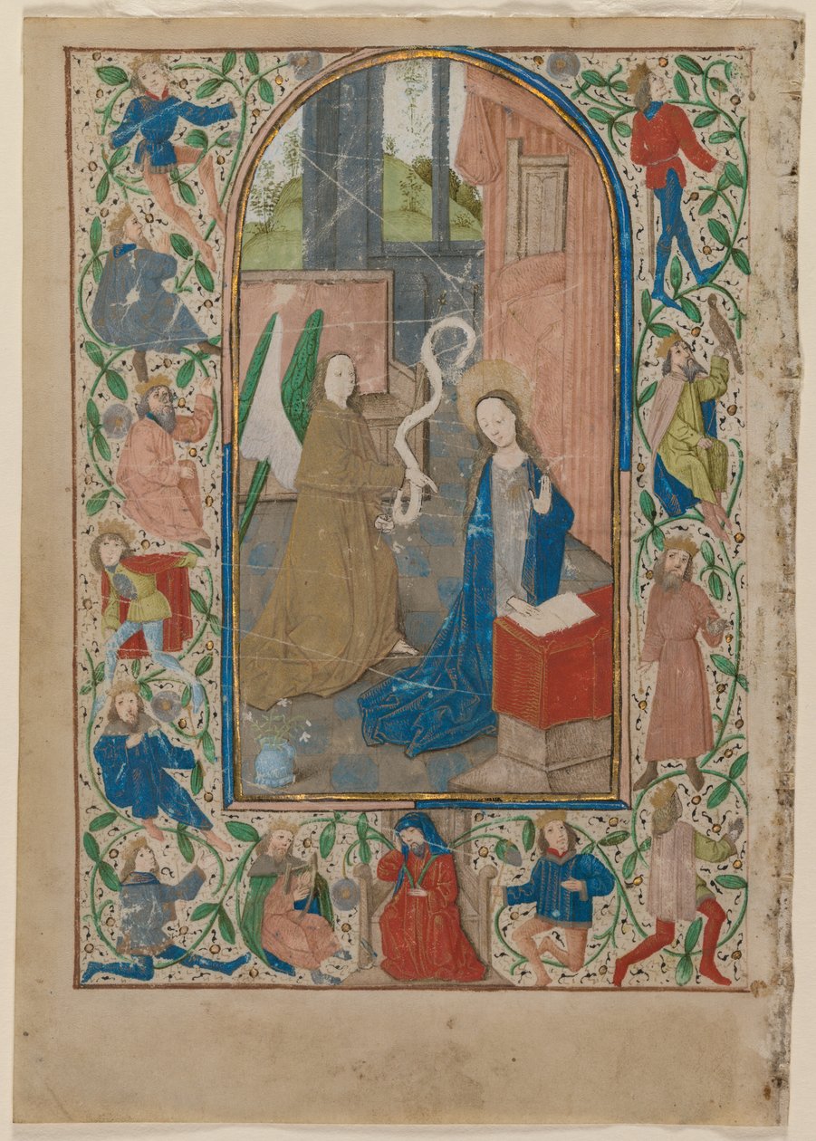 Hoja de un libro de horas: La Anunciación recto, 1470s de Unbekannt