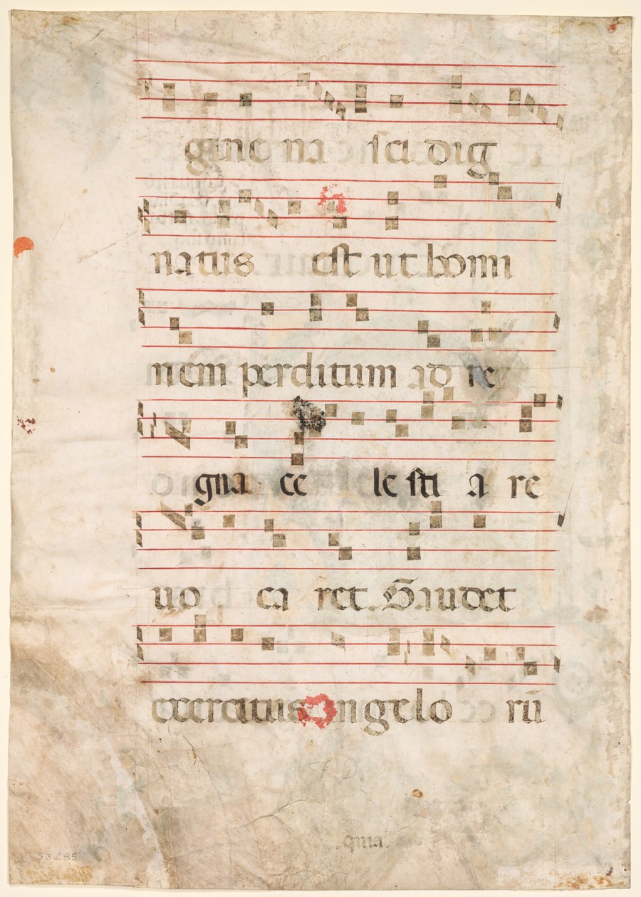 Hoja de un antifonario: Música verso, principios de 1300 de Unbekannt