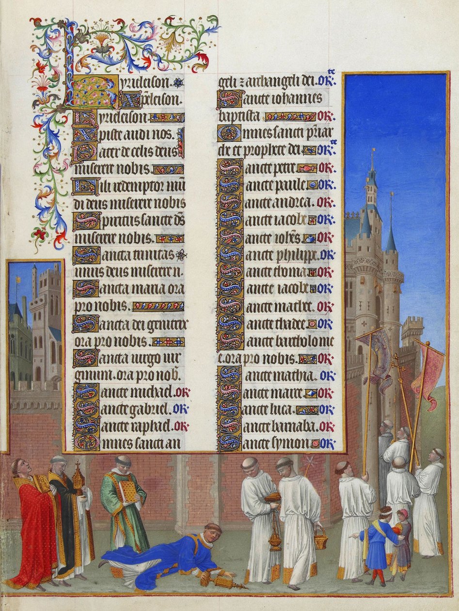 Las muy ricas horas del duque de Berry, Folio 72r - La procesión de San Gregorio de Unbekannt