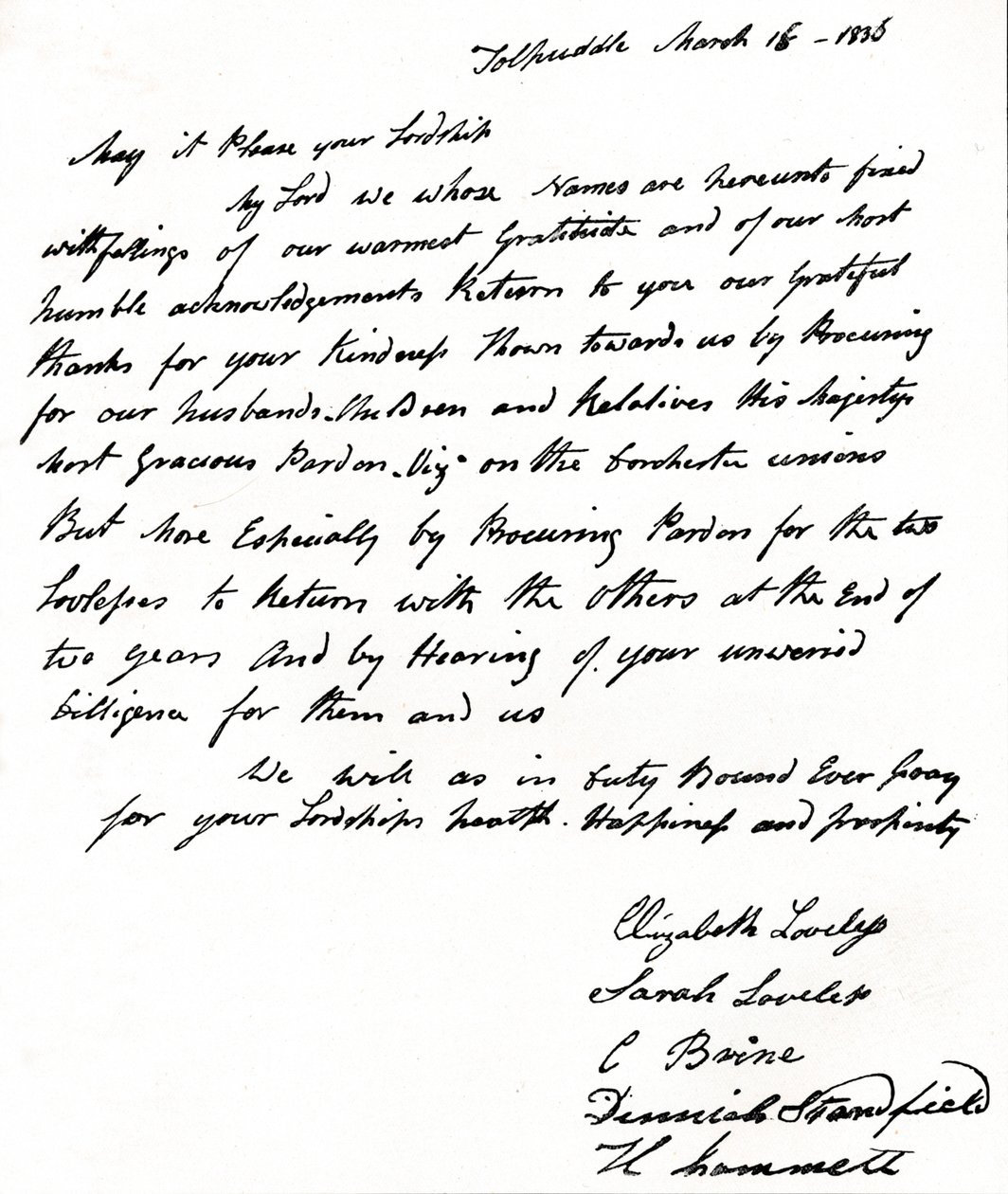 Carta escrita al Secretario del Interior John Russell 1792-1878 por las esposas de los Mártires de Tolpuddle de Unbekannt