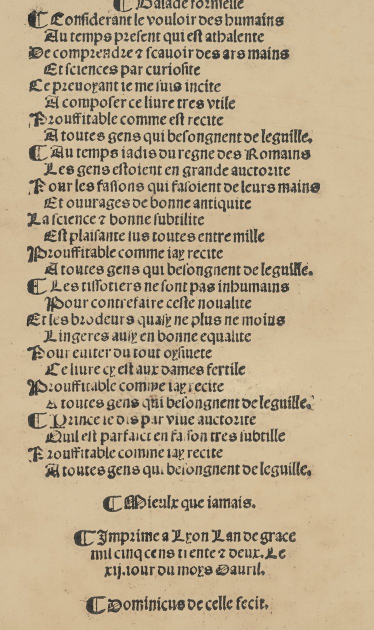 Libbretto nouellamete compuesto por maestro Domenico da Sera...lauorare di ogni s..., 12 de abril de 1532 de Unbekannt