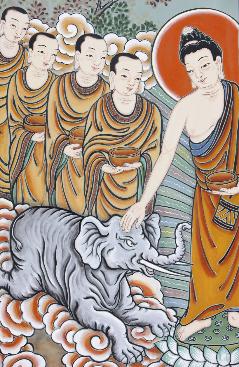 Vida de Buda. Domando a un elefante, Seúl, Corea del Sur de Unbekannt