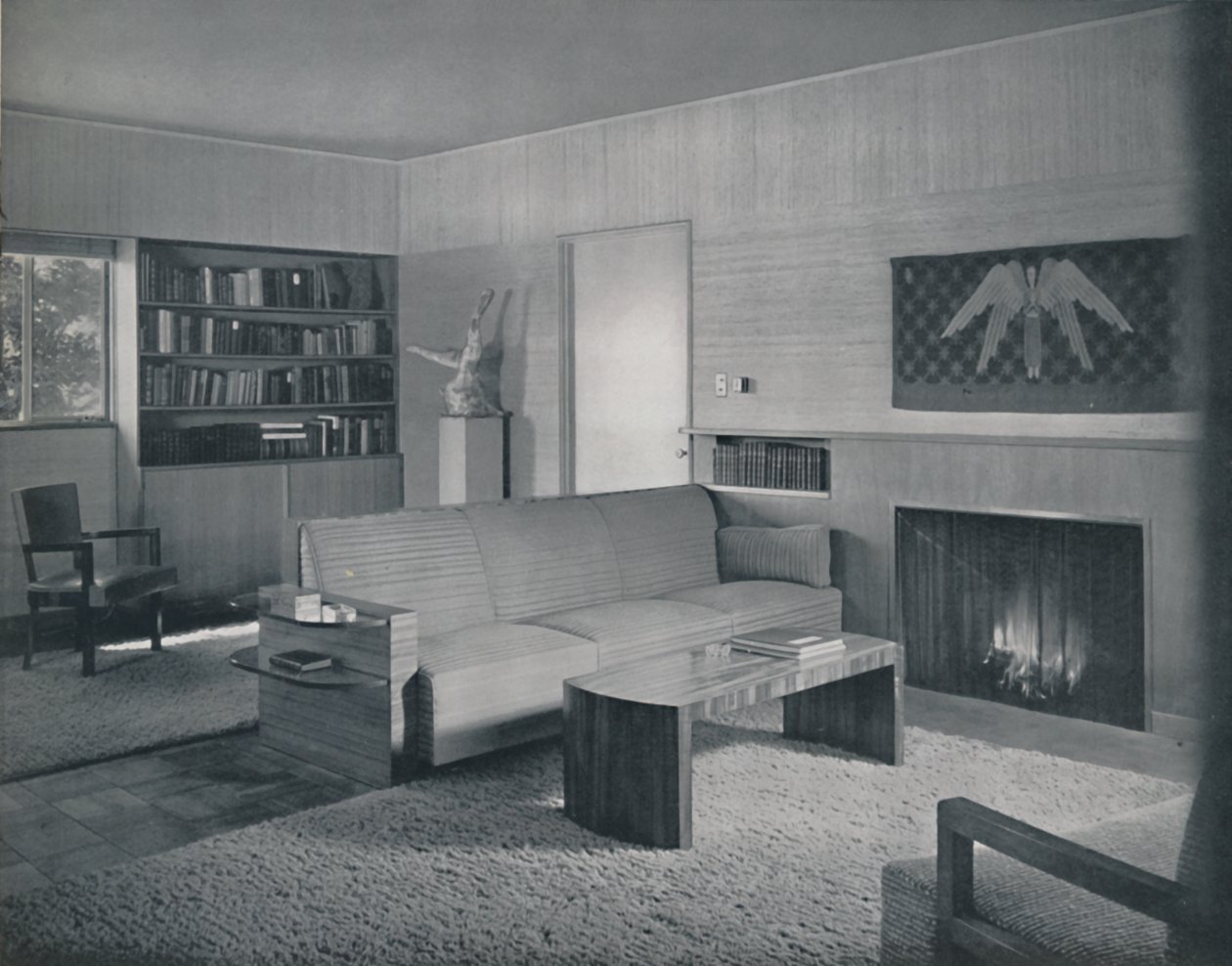 Sala de estar diseñada por Honor Easton y Alyne Whalen en una casa en Los Ángeles, 1942 de Unbekannt