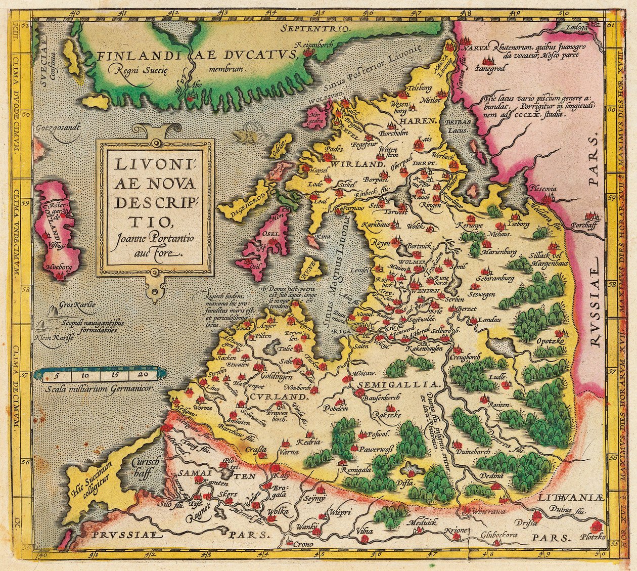 Mapa de Livonia, Livoniae Nova Descriptio, 1573-1578 de Unbekannt