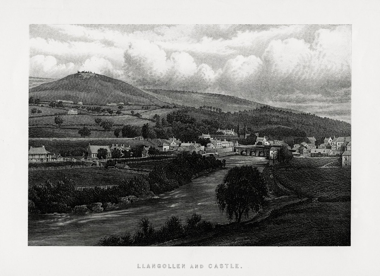 Llangollen y castillo, Denbighshire, norte de Gales, 1896 de Unbekannt