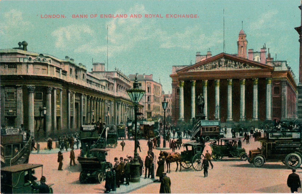 Londres, Banco de Inglaterra y Bolsa Real, c1910 de Unbekannt