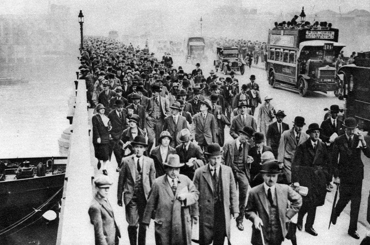 Hora punta en el Puente de Londres, Londres, 1926-1927 de Unbekannt