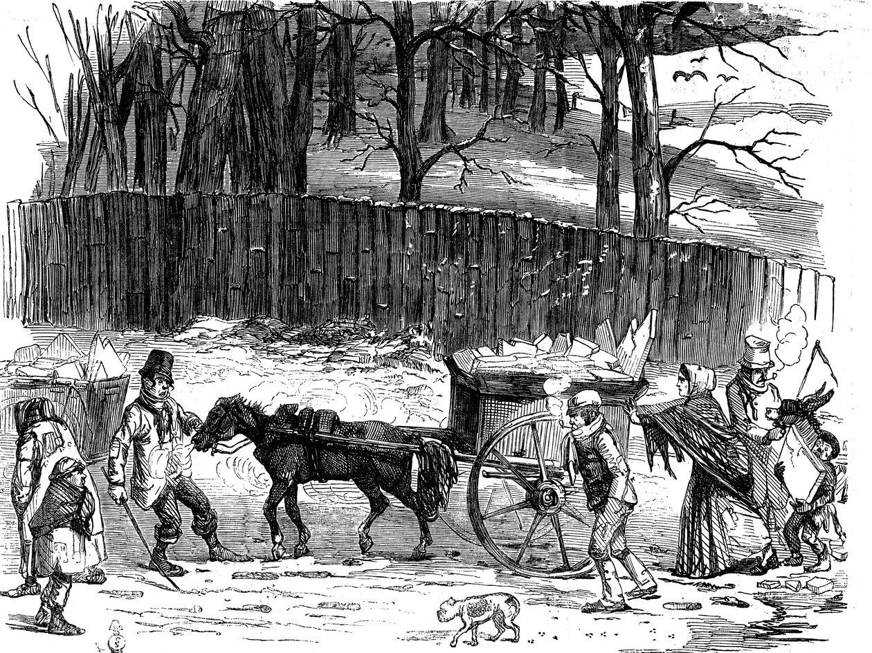 Carros de hielo en Londres, 1850 de Unbekannt