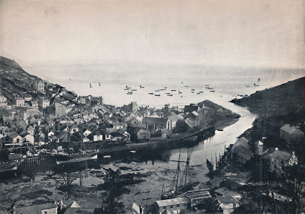 Looe - Vista desde las colinas, mostrando el estuario, 1895 de Unbekannt