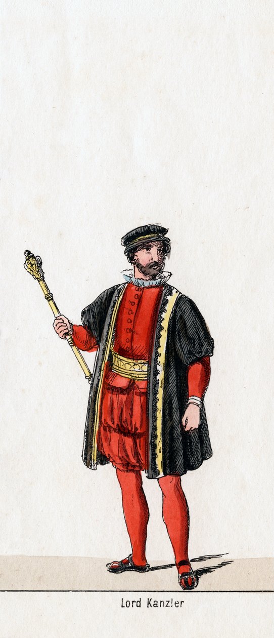 Lord Chancellor, diseño de vestuario para la obra de Shakespeare, Enrique VIII, siglo XIX de Unbekannt
