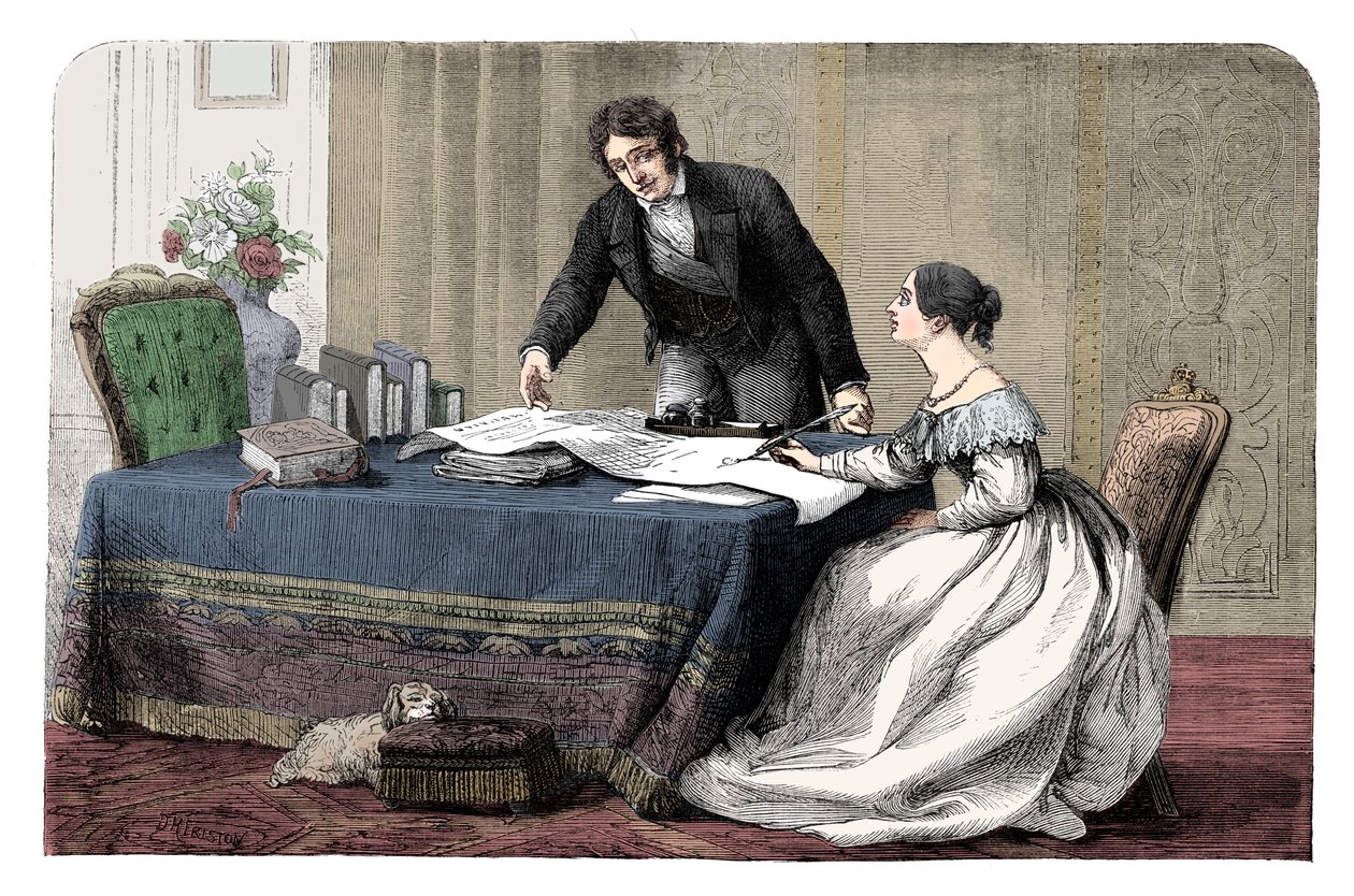 Lord Melbourne 1779-1848 instruyendo a una joven Reina Victoria 1819-1901, 1837 c1895 de Unbekannt