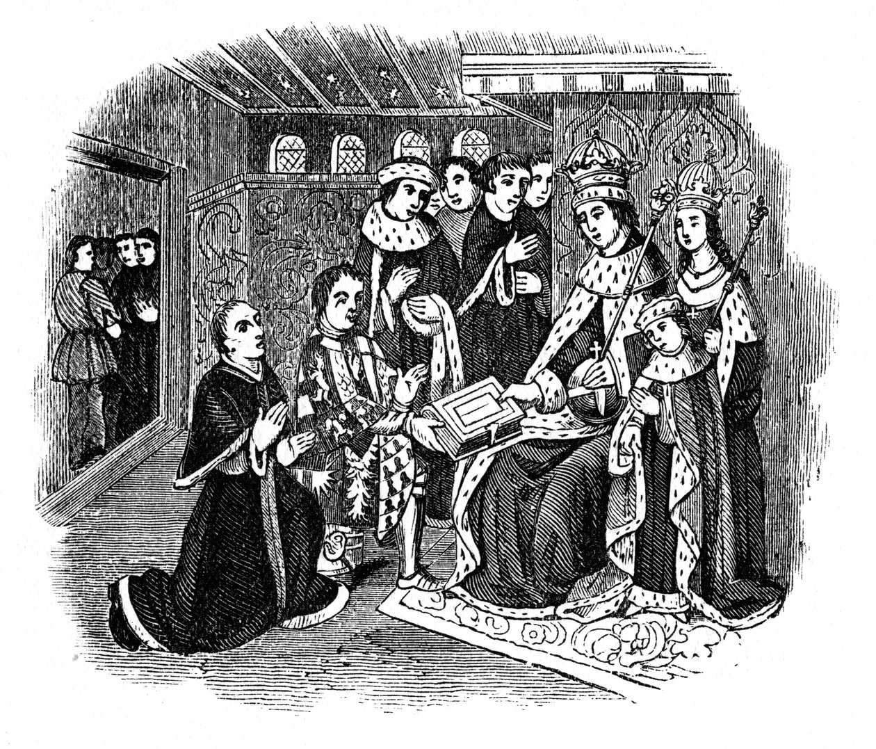 Lord Rivers y Caxton ante Eduardo IV, siglo XV, 1910 de Unbekannt