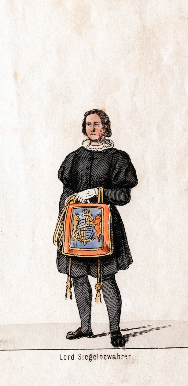 Guardián del sello, diseño de vestuario para la obra de Shakespeare, Enrique VIII, siglo XIX de Unbekannt